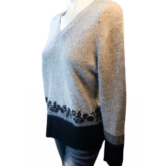 Vintage 50's Garland Large Sweater Dreamspun Grey V Neck Silk Wool Alpaca Womens - Picture 5 of 8